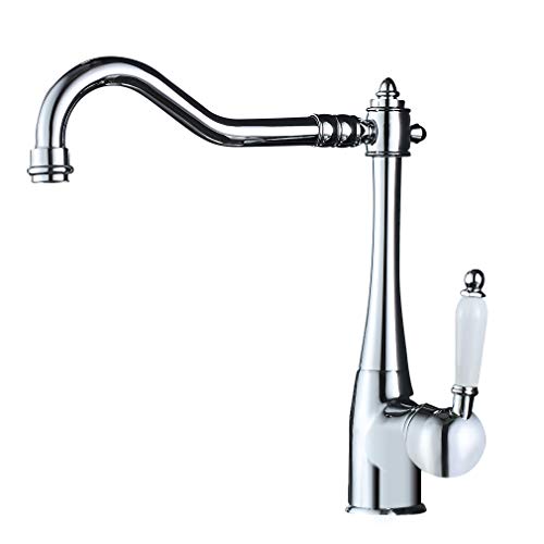 Auralum - Elegante Grifo Cocina 360 ° Giratorio con Aireador Mezclador de Fregadero Latón Cromado Caliente y Fría de Agua