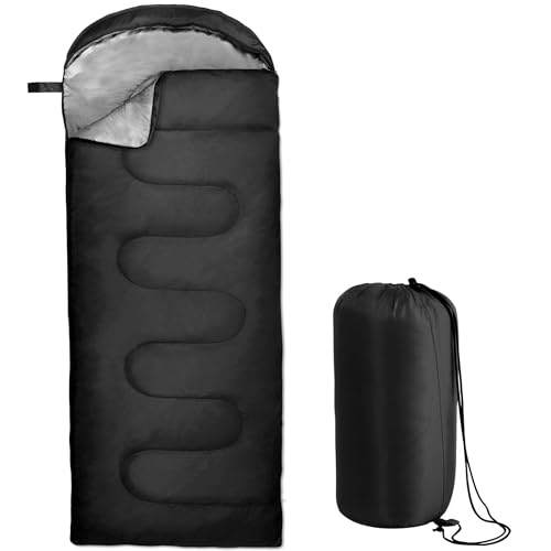 Bolsas de dormir estándar con capucha para adultos, 4 estaciones, cálidas o frías, ligeras para interior y exterior, para mochileros y camping