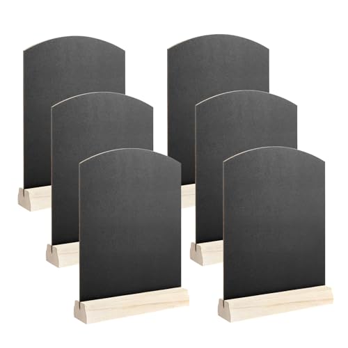 6 Pack A5 Blackboard, 21x15cm Black Chalk Menu Board Small Display Boards Chalkboard Signs with Stands for Weddings Birthday Parties