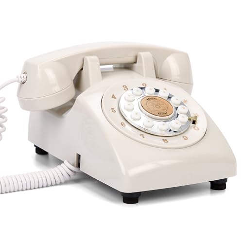 Image of Audio Guest Book Wedding Phone,32GB Memory Customized Audio Messages, Volume Adjustable, with Message Replay Feature, Suitable for All Kinds of Party(Beige+Golden Sign)