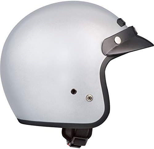 Motorcycle Half Helmet Open Face CKX VG200 Solid Glossy Silver 2XLarge Adult XX-Large
