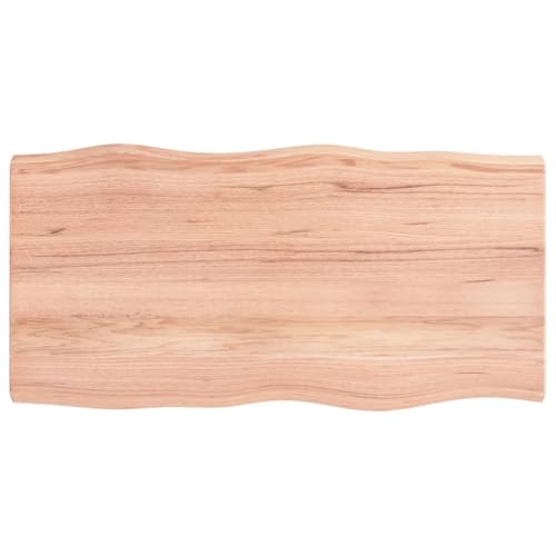 vidaXL Treated Solid Oak Wood Table Top | Live Edge | Home and Office Friendly | Light Brown| Dimensions: 39.4