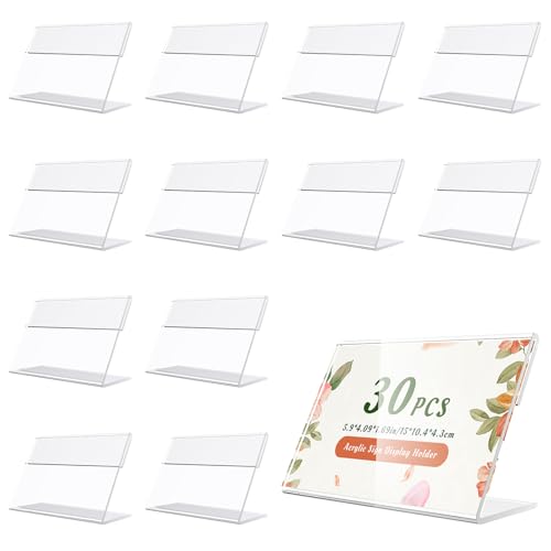 30Pcs Mini Soporte Acrílico de la Etiquetas, Soporte de Etiqueta de Precio, Portaetiquetas Acrilico Transparente, Soporte de Exhibición de Acrílico para Tienda de Postres Supermercado Oficina
