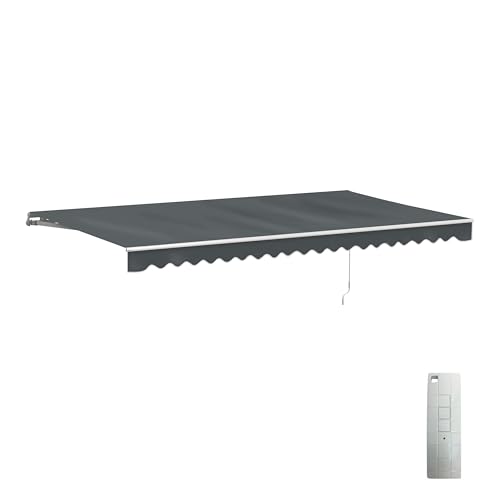 ALEKO 20x10 ft Electric Retractable Patio Awning, Remote Control Motorized & Manual Crank, Outdoor...