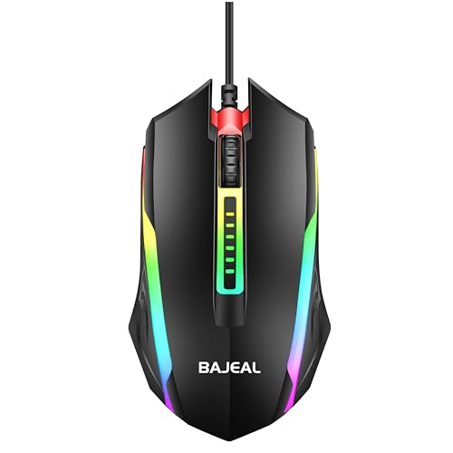 Lagomloot Ratón óptico luminoso con cable USB, ligero para juegos y oficina para computadora portátil, construcción ABS + PC con diseño compacto