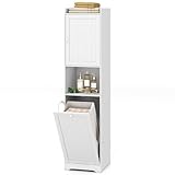 Photo Gallery lifezeal mobile lavenderia, mobile bagno con portabiancheria 48l, cesto biancheria sporca con armadietto, colonna alta, stretta, salvaspazio, 40x40x170cm, armadio con ripiani regolabili, legno, bianco Photo Gallery lifezeal mobile lavenderia, mobile bagno con portabiancheria 48l, cesto biancheria sporca con armadietto, colonna alta, stretta, salvaspazio, 40x40x170cm, armadio con ripiani regolabili, legno, bianco