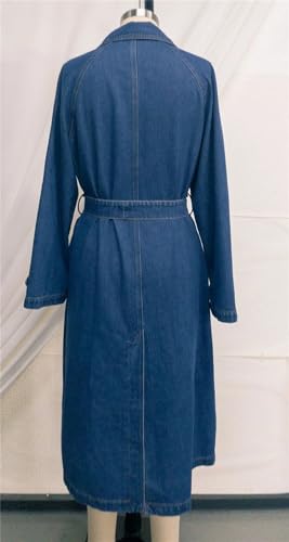 Dvbfufv Women Denim Trench Coat Fall Fashion Single-Breasted Outerwear Classic Belted Lapel Slim Denim Overcoat3