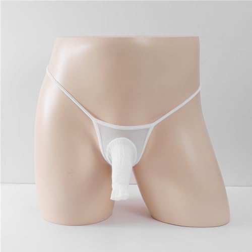 COMLIFE Men's Translucent Mesh T-back Thongs in Front Elephant Nose Low Waisted Thong Underpanties2