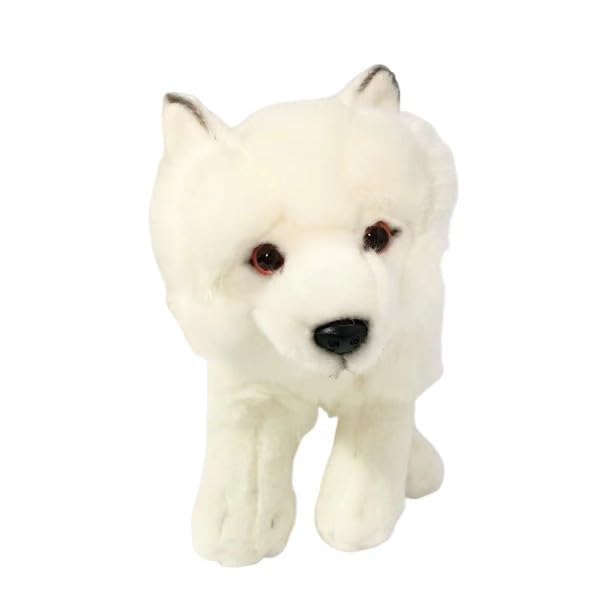 Cadeau garçons et filles peluche renard arctique blanc réaliste