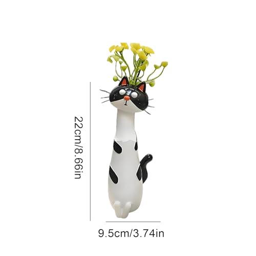 Pot de fleurs chat insolite pour étagère et bibliothèque de salon
