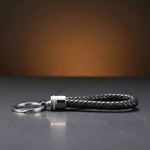 Image of THE MEN THING - Stylish Multicolor Stainless Steel Keychain for Men & Boys (CRIMSON LOOP BRAIDED - BLACK)
