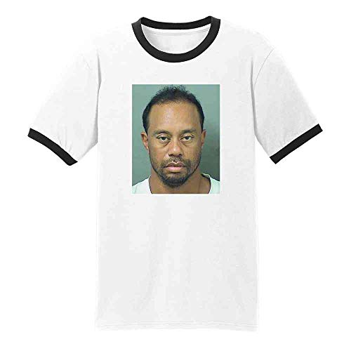 Pop Threads Golf Goat Celebrity Mugshot Sports Funny Tee Ringer T-Shirt White/Black S