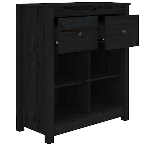 Aparador negro de pino macizo con acabados artesanales para salones elegantes 7