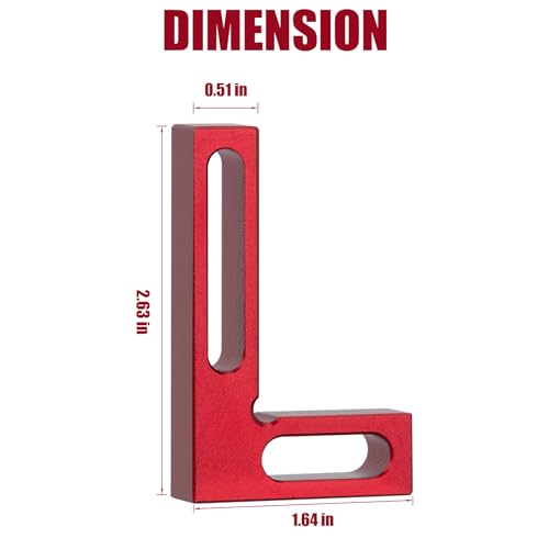 Eiahonen 90 Degree Mini Positioning Square, Premium Precision Woodworking Carpenter Corner Tool Right Angle Clamp, for Checking Edge of Carpenter Cutting Tool for Square (Red) - Image 2