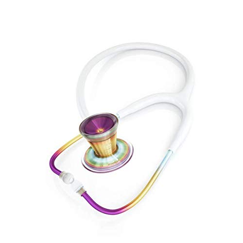 Image of MDF Instruments, Kaleidoscope ProCardial Cardiology Stethoscope, Lightweight Titanium, Adult, Dual Head, White Tube, Kaleidoscope Chestpiece-Headset, MDF797TKL29