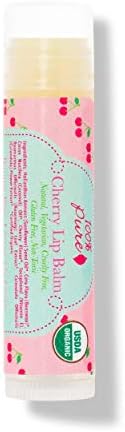 100% PURE Organic Cherry Lip Balm, Moisturizing, Soothing for Dry, Chapped Lips, Made w/Coconut Oil, Vitamin E, Natural Lip Balm - 0.4 oz