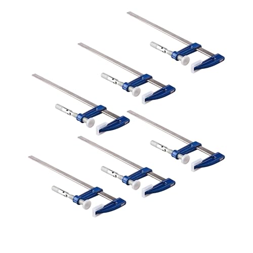Bargain Crown Pack of 6 F-Clamp 300 x 50 mm Heavy Duty Bar Clamps with Protective Jaw Covers | Quick-Release Sliding Clamp Set for Woodworking Bricklaying & DIY Projects | Steel F Type Clamp