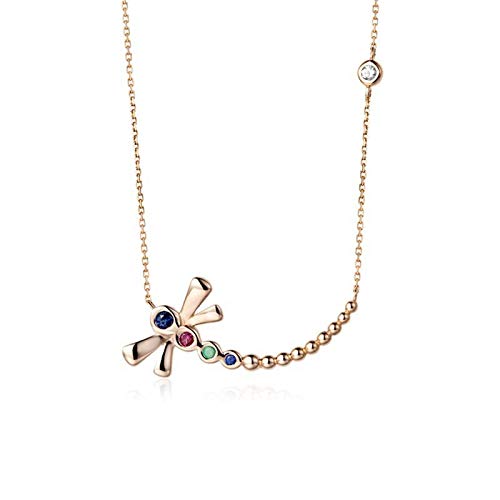 Collier libellule en or rose 18 carats et diamant rond pour femme
