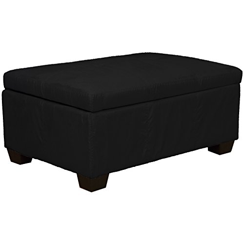 36" x 24" x 18" high Tufted Padded Hinged Storage Ottoman Bench, Microfiber Suede Ebony Black