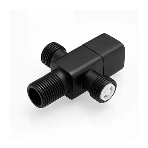 Válvula triangular de latón negro mate para control de agua en grifos y sanitarios 7