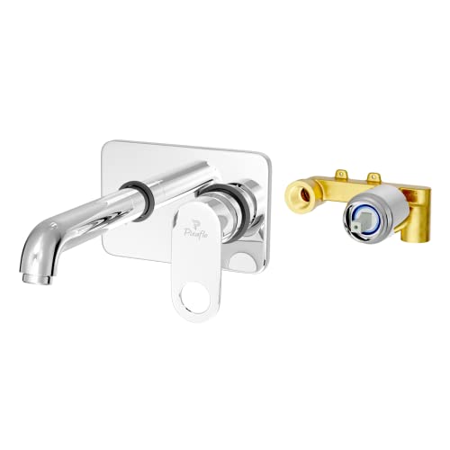 Image of Pixaflo Concealed Single Lever Basin Mixer With Exposed Parts Kit (Complete Set, Admix) - Brass, Silver, Chrome