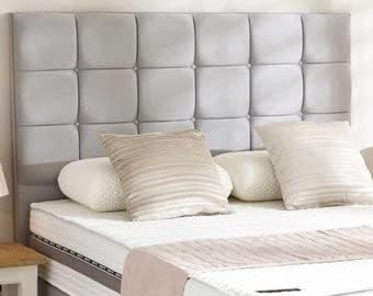 Turin Fabric Vancouver Headboard 5Ft King Size With Matching Buttons - Choice of 6 Colours (GREY)