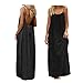 Backless Cami Dress Backless Dress House Dress for Women Sleeveless Long Cami Lounge Dress Backless for Indoor Summer Wear (US, Alpha, Large, Regular, Regular, Black)