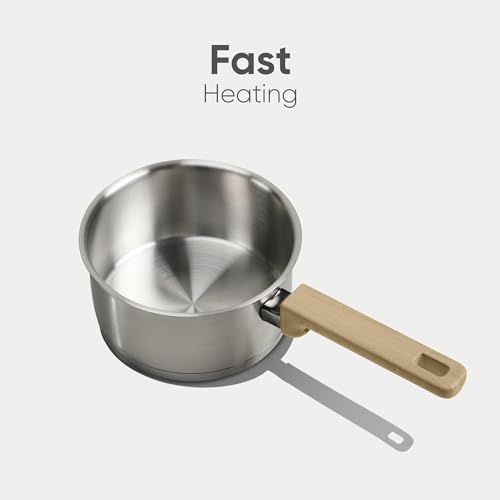 CAROTE 1.5Qt & 2.5Qt Stainless Steel Sauce Pan Set with Lid, 3-ply Base, Non-Toxic PTFE & PFOA Free Saucepan, Induction Cookware Set, Small Kitchen Pots, Stay-Cool Handles - Image 8