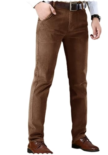 Men's Corduroy Formal Trousers Slim Fit Regular Suit Pants
