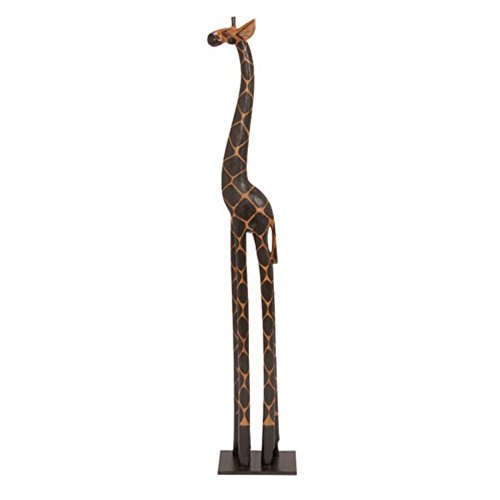 Estatua alta de jirafa marrón oscuro miniatura 1