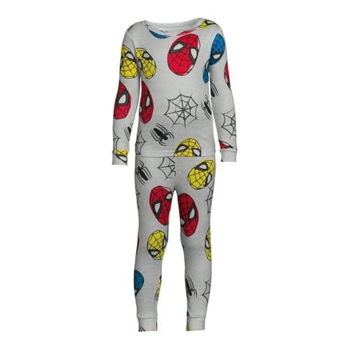 Spider-Man Toddler Boys' Long Sleeve Top and Pants Snug Fit Pajama 2-Piece Set (Size 4T-4) Grey
