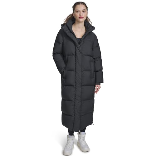 Champion Women's Extra Long Quilted Puffer Jacket with Hood, Black