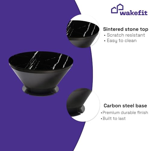 Image of Wakefit Espresso Coffee Table I Marble Finish I Vitrified Tile Top I Colonial Black