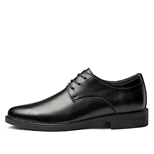 Dress Oxford Shoes for Men Lace Up Height Increasing Elevator Leather Derby Shoes 2.3 Inches Taller Slip Resistant Rubber Sole Low Top Block Heel(Black,10 M US)3