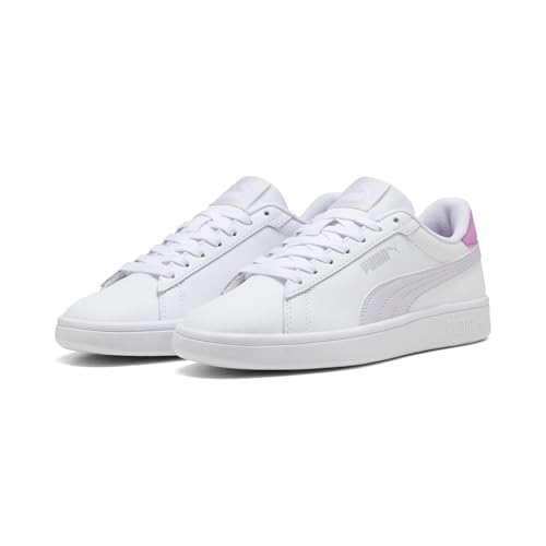 PUMA Baskets en Cuir Smash 3.0 Enfant et Adolescent 37.5, White Lavender Pop Purple