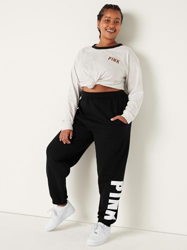 Victoria's Secret Women's Pink Logo Campus Sweatpants, Black, (XS) - image 4