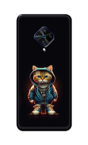 Image of PRINTFIDAA Printed Hard Back Cover Case for Vivo S1 Pro Back Cover (Hipster Cat) -112