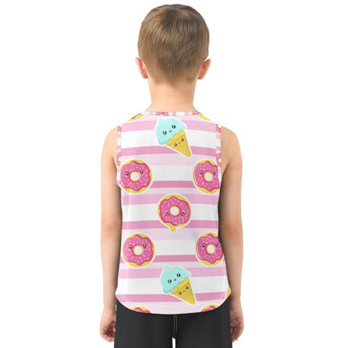 J JOYSAY Cute Donut Icecream Stripe Boys Tank Top Sleeveless Muscle Shirts Quick Dry Kids T-Shirts 3-15T3