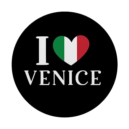 I Love Heart Venice Italy Proud Italian Flag PopSockets Swappable PopGrip, Black - Image 3
