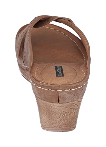 GC Shoes Womens Open Toe Memory Foam Wedge Sandals, Summer Platform Heels, Low Heeled Cross Strap Slides, Giselle3