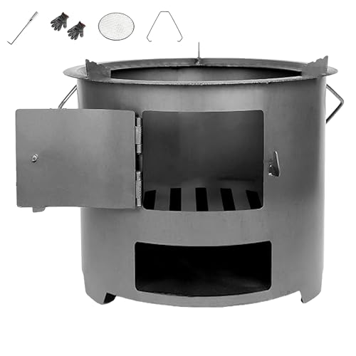 Barbacoas de Carbon y Leña Exterior con Asa Estufa de Leñas Pequeña Placa de Acero Engrosada Estufas de Leña Portátil para Picnics, Barbacoas, Preparación de Té(36 * 36 * 28cm)