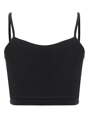Kids Girls Cami Tank Crop Top Rib Knit Undershirts Young Girls Sports Training Bras Underwear Vest