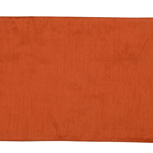 Image of E-EZRA Premium Raw Silk Table Runner for Centre Table / Coffee Table / 4 Seater / 6 Seater Dining Table (72 Inch, Orange)