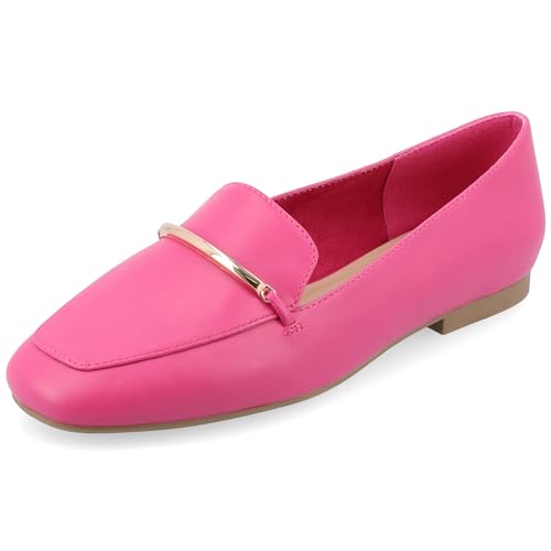 Image of Journee Womens Loafer Flat Notched Topline Square Toe Slip-On Block Heel - Wrenn Casual Dress Shoe