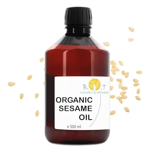 B.O.T Cosmetic & Wellness - Aceite de Sésamo Orgánico Prensado en Frío, Uso Cosmético, Masajes Ayurvédicos, Desmaquillante Natural, Tratamiento Capilar, DIY, Neutro, 500 ml