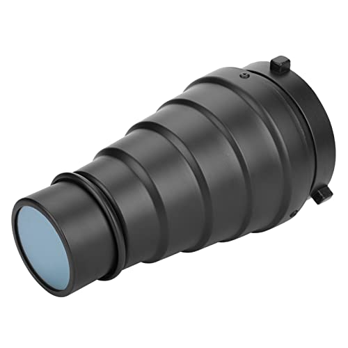 Optischer Snoot Bowens, Snoot Honeycomb Grid Light Beam Tube Bowens Mount Aluminiumlegierungsfilter für Studio Stroboskopblitz und 4 Stück Farbgel für Lichtrichtung und Lens Flare Prevention