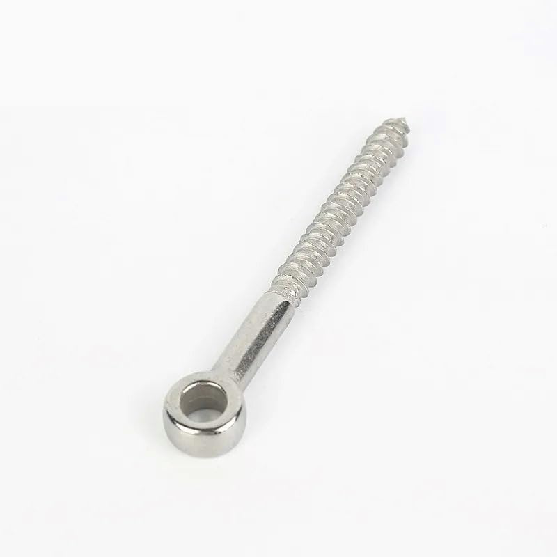 Lifting Eyebolt, Marine Grade Stainless Steel 316 Eye Shape Self Tapping Screws Eyelet Ring Hooks for Wood Terminal and Wire Rope Accessories Bolts(M5X50MM)