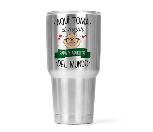 La Mejor Lista de termos dia del padre más recomendados. 44 Termo Metálico Aqui toma el mejor papá y abuelo del mundo I | Día del padre I Capacidad 500 Ml | Frase Regalo I