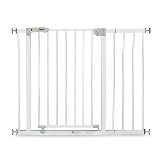 Hauck Open N Stop Puerta de Seguridad con Extensión de 21 cm, 96-101 cm, Sin Agujeros en la Pared, Combinable con Y-Spindel Para Barandillas, Blanco