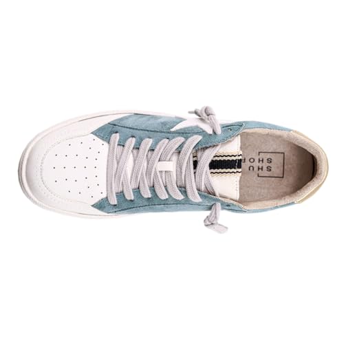 Womens Paz Metallic Lace Up Sneakers Shoes Casual - Green, White4